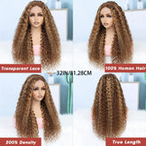 Highlight Ombre 13x4 Lace Front Wig Human Hair Pre Plucked HD Transparent 4/27 Honey Blonde Lace Frontal Wigs With Baby Hair 200% Density Colored Water Wave Lace Front Wig Human Hair For Women - Lena & Miles Exquisite Boutique LLC.