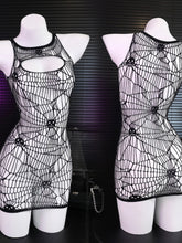 FÉE ET MOI Halloween Skull Punk Spider Web Sheer Bodystocking with Matching Fingerless Sleeves, Polyamide Knit Fabric, Adult Bodysuits - Patterned Knit 94.70% Polyamide, 5.30% Elastane, Apparel for Costume Parties and Specia - Lena & Miles Exquisite Boutique LLC.