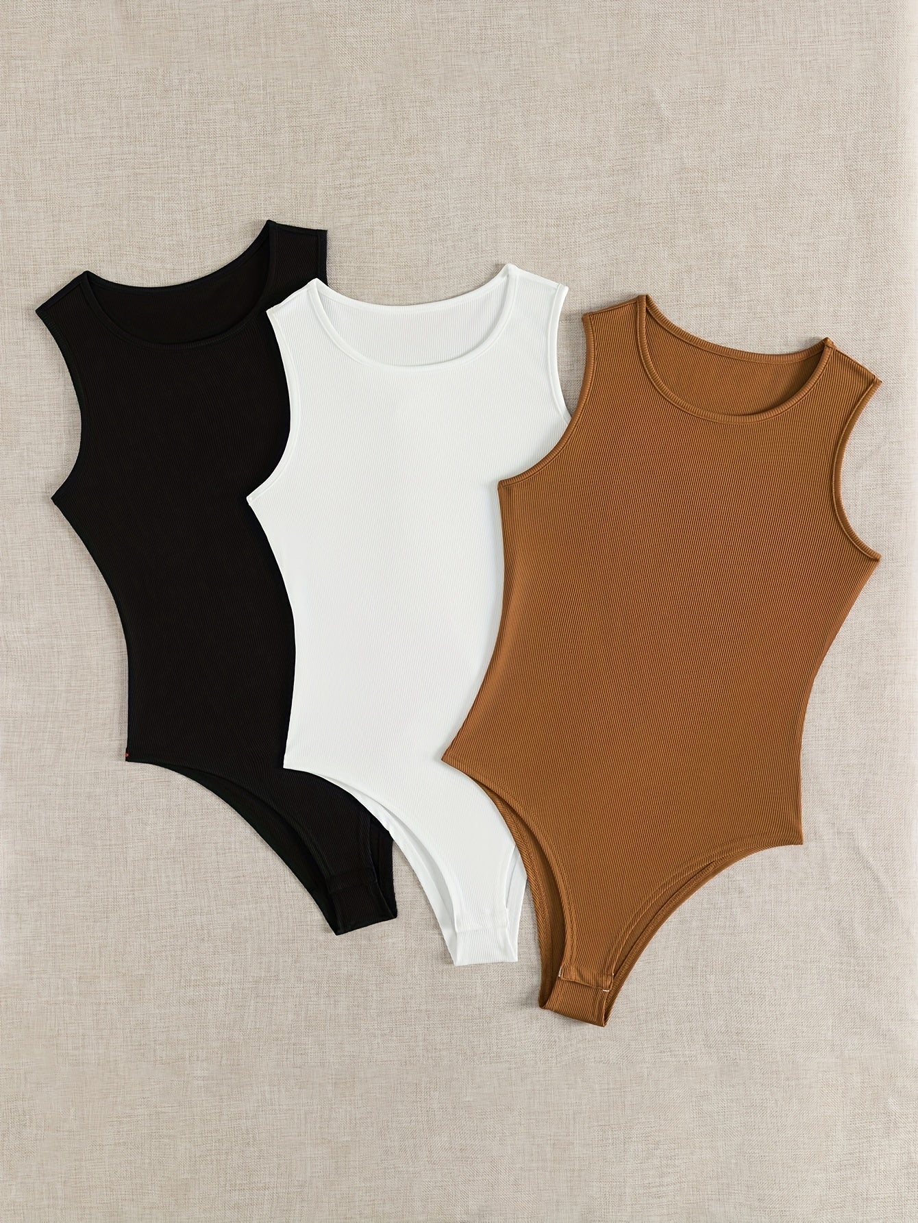 3-Pack Versatile Sleeveless Bodysuits for Women - Form-Fitting Crew Neck Design, Everyday Comfort & Style in a Bodycon Fit - Lena & Miles Exquisite Boutique LLC.