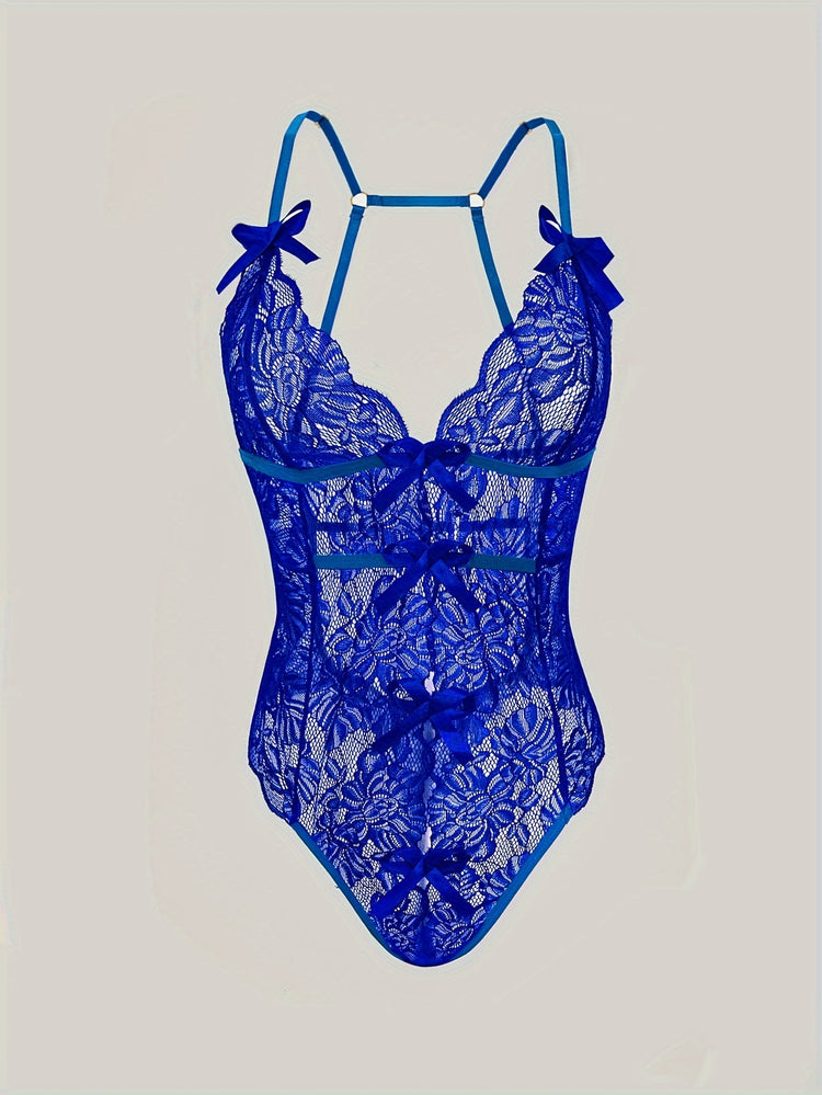 Sexy Floral Lace Sleeveless Teddy Bodysuit - Deep V Backless, Seductive Lingerie, Soft Comfortable Fabric, Perfect for Romantic Nights, Honeymoon, Anniversary, and Bachelorette Party - Womens Underwear for Confidence Boost - Lena & Miles Exquisite Boutique LLC.