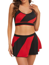 Sporty Halter Bra & Mini Skirt Lingerie Set - Colorblock, Women&