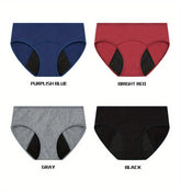 3pcs Simple Period Panties, Comfort Mid-high Waist Physiological Briefs, Breathable Postpartum Panty, Menstruation Panties, Women&
