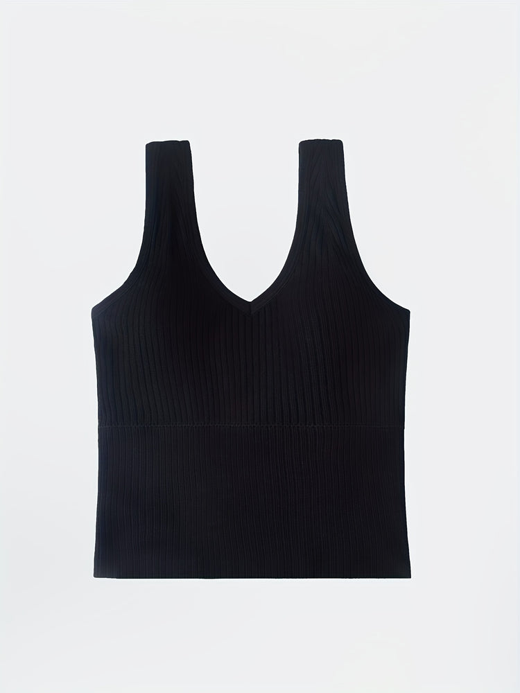 3pcs Comfortable Ribbed Tank Top - Wireless, Detachable Chest Pads, Breathable, Soft, and Seamless Lingerie & Underwear for Women - Casual, Everyday Wear - Lena & Miles Exquisite Boutique LLC.