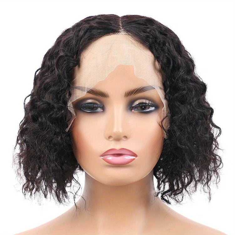 Beaushine Luxury Bob Human Hair Wigs - Short Water Wave Wet Wavy Style for Black Women - 10inch 13x4x1 Middle Part, Glueless Lace Closure, Pre-Plucked, 150% Density - Naturally Luscious and Easy to Style - Lena & Miles Exquisite Boutique LLC.
