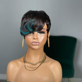 Brazilian Remy Human Hair Pixie Cut Wigs for Women - Glueless Wear & Go Wig with Layered Body Wave, 150% Density Rose Net Cap, Multi-Color Options for Halloween, Music Festivals & Carnaval, Festive Hair Wig | Modern Hairstyle - Lena & Miles Exquisite Boutique LLC.
