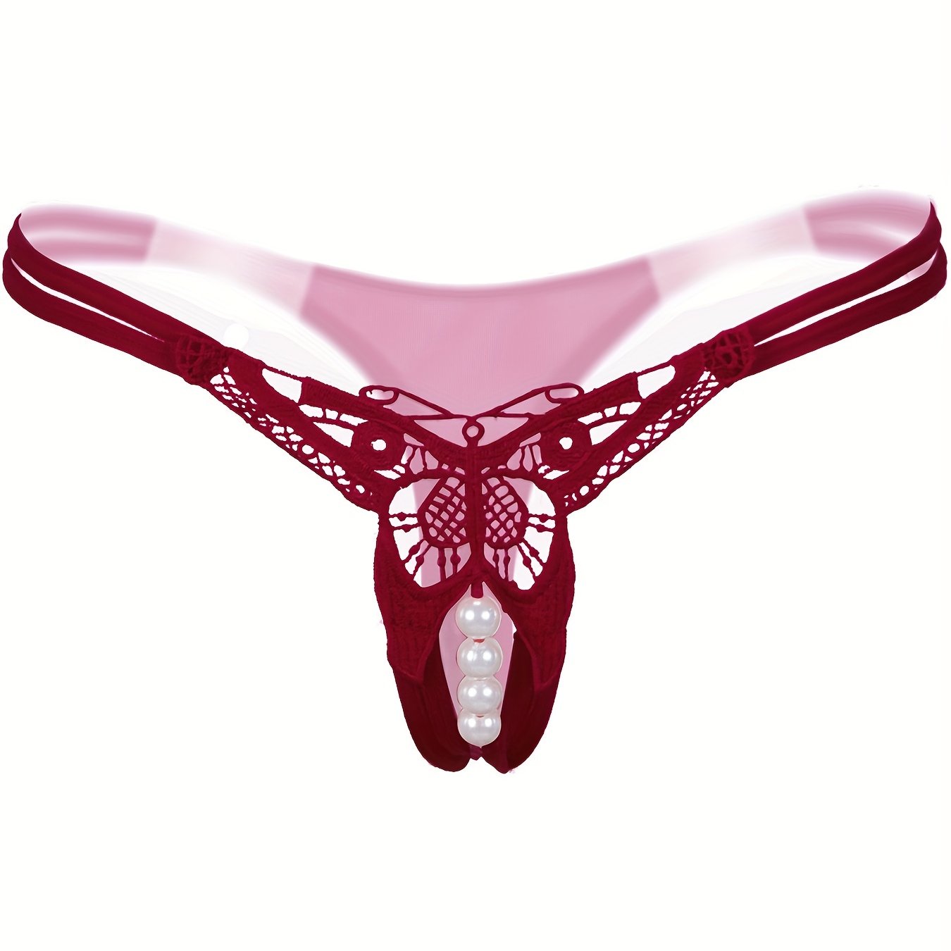 Sexy Butterfly Embroidery Thongs - Sheer Mesh Panties With Open Crotch For Women&