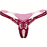 Sexy Butterfly Embroidery Thongs - Sheer Mesh Panties With Open Crotch For Women&
