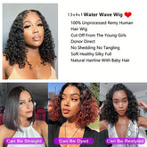 Beaushine Luxury Bob Human Hair Wigs - Short Water Wave Wet Wavy Style for Black Women - 10inch 13x4x1 Middle Part, Glueless Lace Closure, Pre-Plucked, 150% Density - Naturally Luscious and Easy to Style - Lena & Miles Exquisite Boutique LLC.