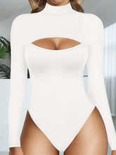 Long Sleeve Mock Neck Bodysuits For Women With Cutout Front Top - Lena & Miles Exquisite Boutique LLC.