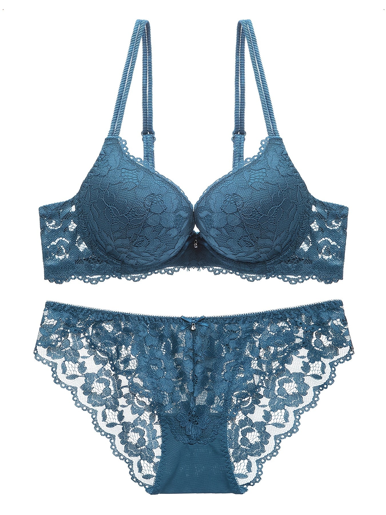 Romantic Lace Embroidery Lingerie Set - Soft & Breathable Push-Up Bra with Sheer Panty - Perfect Seductive Valentines Gift for Her - Womens Comfortable Intimate Wear - Lena & Miles Exquisite Boutique LLC.