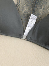 Triangle Cups Front Buckle Bras, Lace Stitching Beauty Back Bra With Removable Pads, Women&