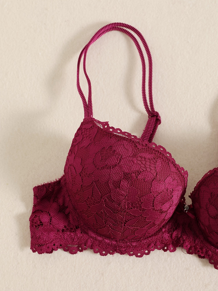 Romantic Lace Embroidery Lingerie Set - Soft & Breathable Push-Up Bra with Sheer Panty - Perfect Seductive Valentines Gift for Her - Womens Comfortable Intimate Wear - Lena & Miles Exquisite Boutique LLC.