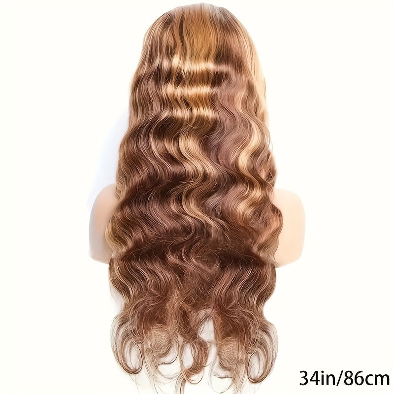 Honey Blonde Lace Front Wig Human Hair 13x4 HD Transparent 4/27 Highlight Ombre Lace Front Wigs Human Hair Pre Plucked With Baby Hair 180% Density Body Wave Glueless Human Hair Wigs For Women - Lena & Miles Exquisite Boutique LLC.