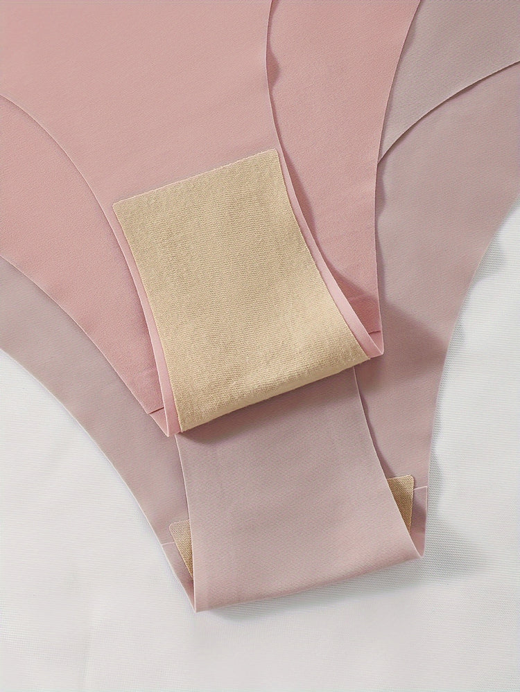 5pcs High Waist Seamless Mixed Color Panties Pack, Women&