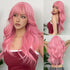 24 Inch Long, Coily, Heat Resistant Pink Body Wave Hair Wigs with Bangs - Synthetic Fiber, Fantasy Theme, Perfect for Daily, Party, Cosplay, Music Festival Use - High-Quality, Soft, Natural-Looking Hair for Women and Girls - Lena & Miles Exquisite Boutique LLC.