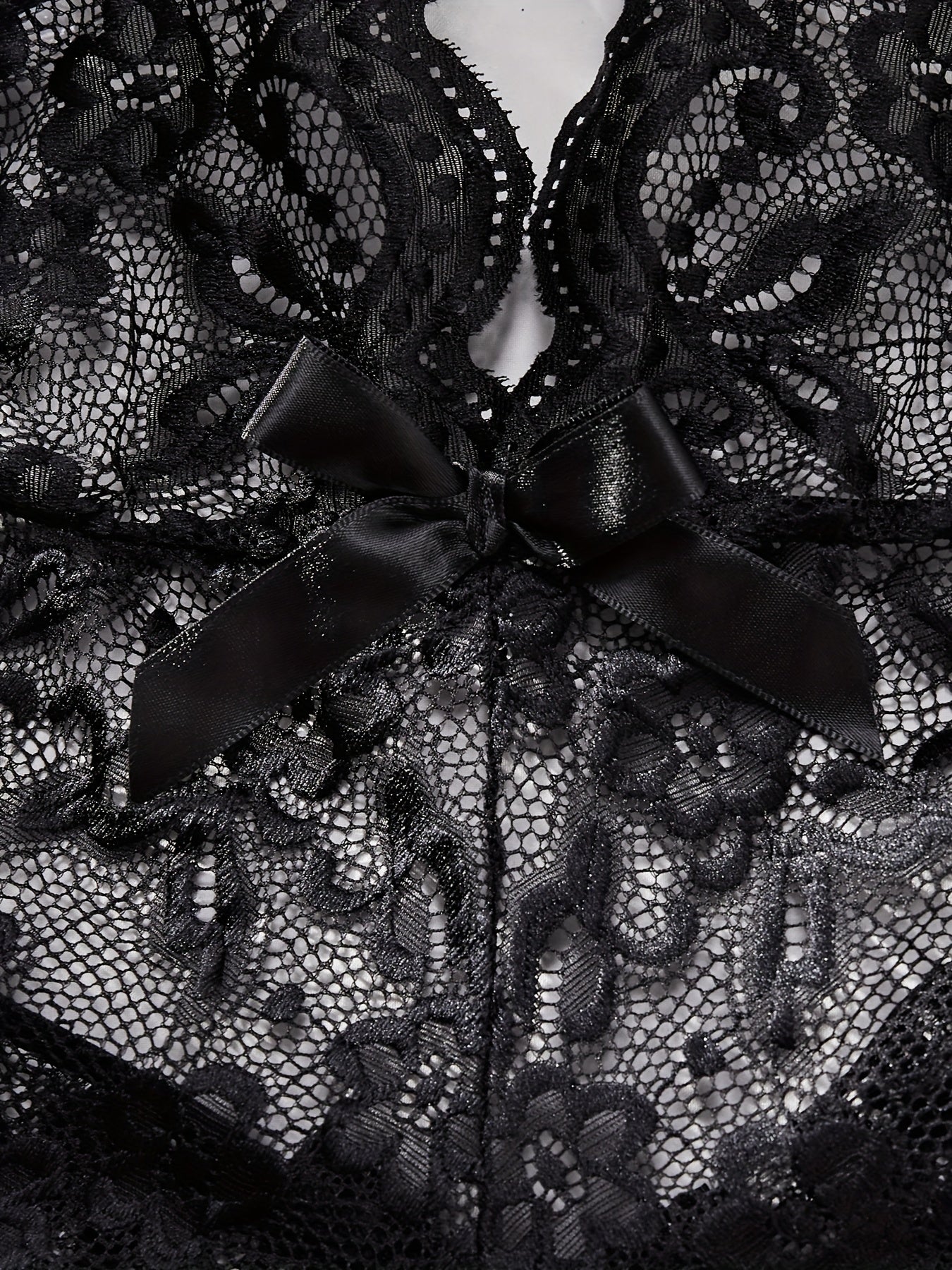 Plus Size Seductive Floral Lace Bodysuit - Plunging Halter Neck, Open Crotch, Medium Stretch, Sheer, Knit Fabric, Polyester Material - Sexy Lingerie for Women - Lena & Miles Exquisite Boutique LLC.