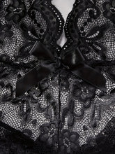 Plus Size Seductive Floral Lace Bodysuit - Plunging Halter Neck, Open Crotch, Medium Stretch, Sheer, Knit Fabric, Polyester Material - Sexy Lingerie for Women - Lena & Miles Exquisite Boutique LLC.