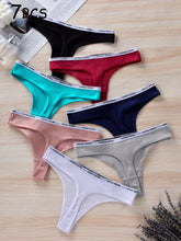 7pcs Letter Tape Thongs, Comfy & Skin-friendly Low Waist Intimates Panties, Women&