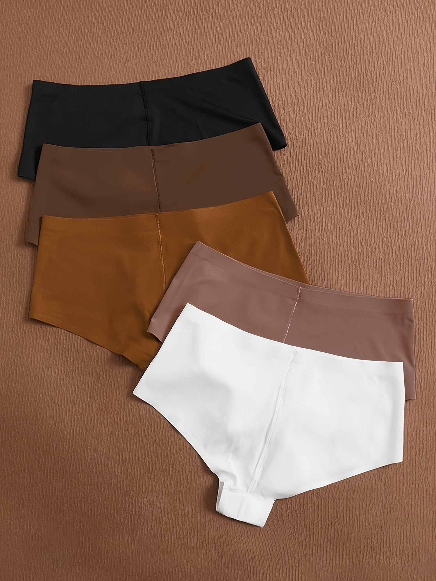 5pcs Elegant Seamless Mid-Rise Briefs for Women - Breathable, Stretchy Nylon Blend Panties, Solid Color, Underwear & Lingerie - Lena & Miles Exquisite Boutique LLC.