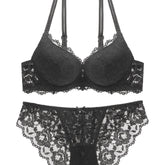 Romantic Lace Embroidery Lingerie Set - Soft & Breathable Push-Up Bra with Sheer Panty - Perfect Seductive Valentines Gift for Her - Womens Comfortable Intimate Wear - Lena & Miles Exquisite Boutique LLC.