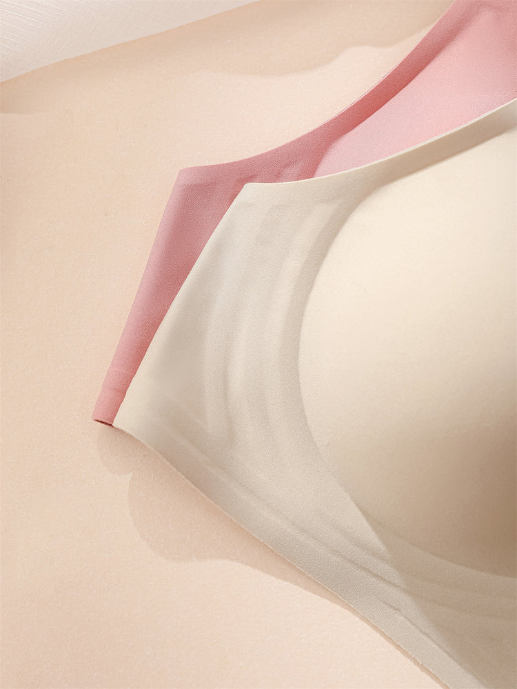 Simple Solid Wireless Bra, Comfy & Breathable Stretch Intimates Bra, Women&