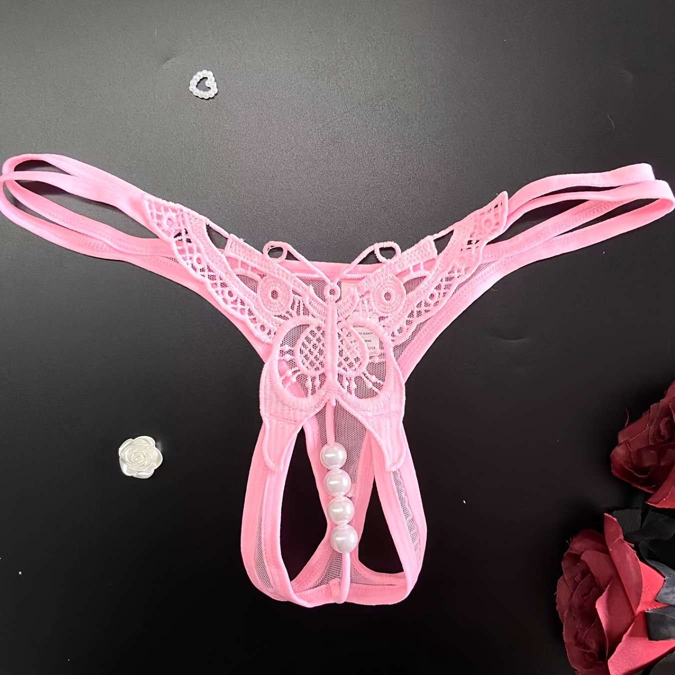 Sexy Butterfly Embroidery Thongs - Sheer Mesh Panties With Open Crotch For Women&