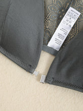 Triangle Cups Front Buckle Bras, Lace Stitching Beauty Back Bra With Removable Pads, Women&