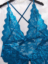 Plus Size Seductive Floral Lace Bodysuit - Plunging Halter Neck, Open Crotch, Medium Stretch, Sheer, Knit Fabric, Polyester Material - Sexy Lingerie for Women - Lena & Miles Exquisite Boutique LLC.