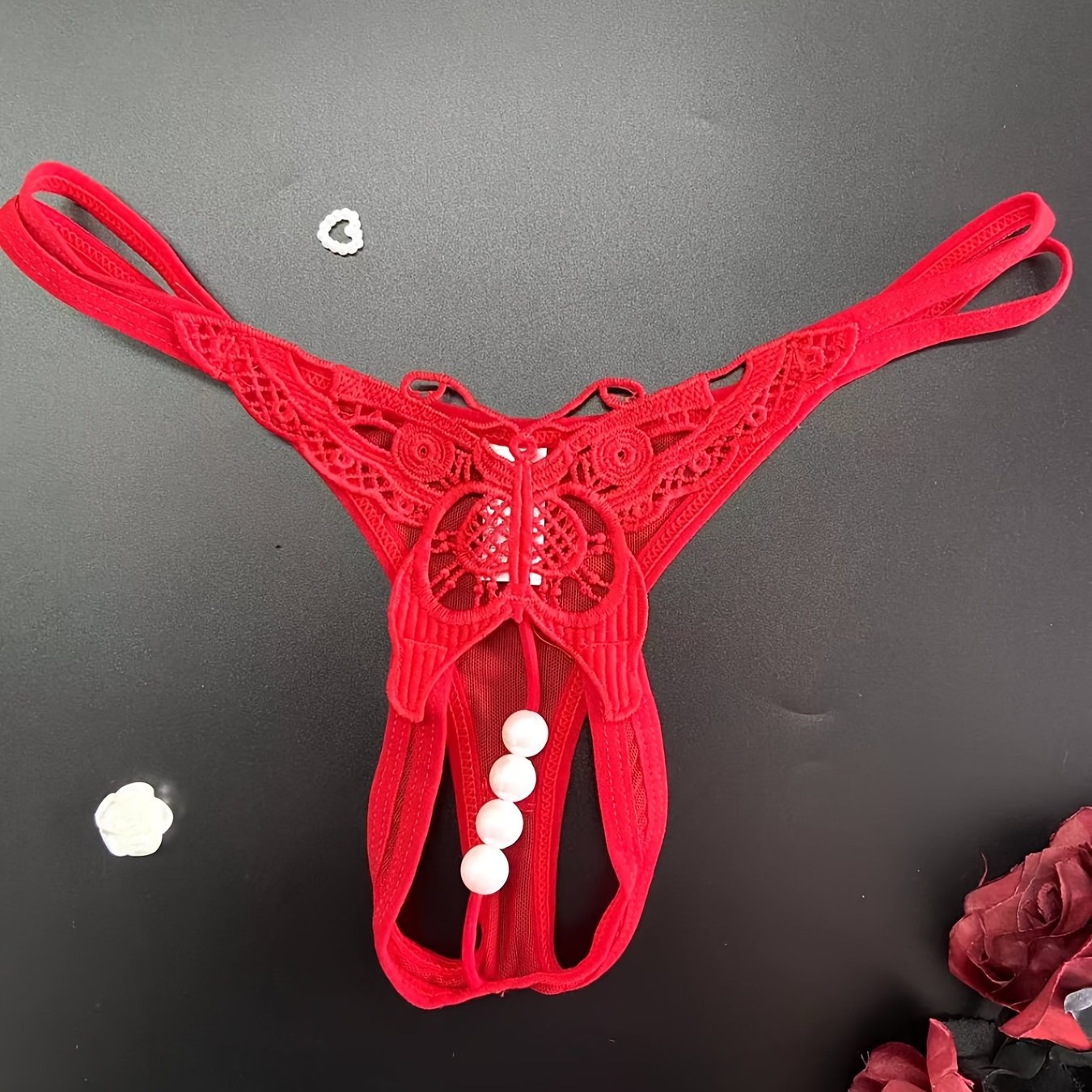Sexy Butterfly Embroidery Thongs - Sheer Mesh Panties With Open Crotch For Women&