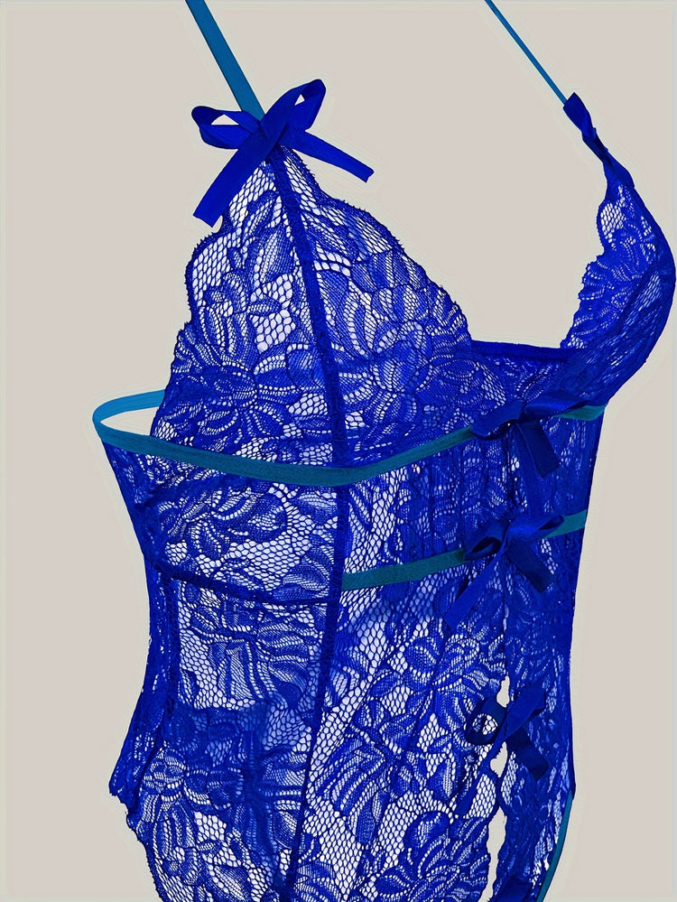 Sexy Floral Lace Sleeveless Teddy Bodysuit - Deep V Backless, Seductive Lingerie, Soft Comfortable Fabric, Perfect for Romantic Nights, Honeymoon, Anniversary, and Bachelorette Party - Womens Underwear for Confidence Boost - Lena & Miles Exquisite Boutique LLC.