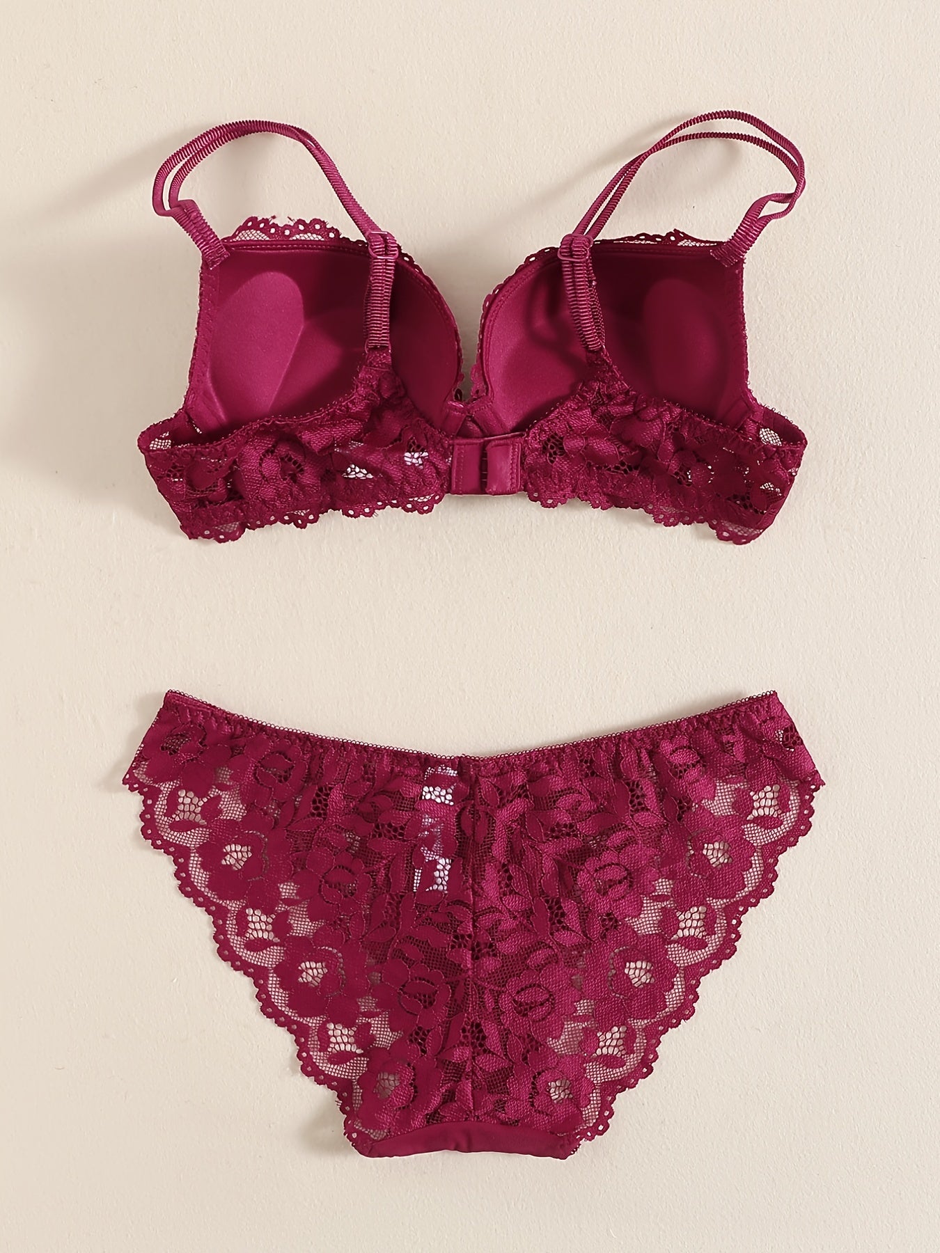Romantic Lace Embroidery Lingerie Set - Soft & Breathable Push-Up Bra with Sheer Panty - Perfect Seductive Valentines Gift for Her - Womens Comfortable Intimate Wear - Lena & Miles Exquisite Boutique LLC.