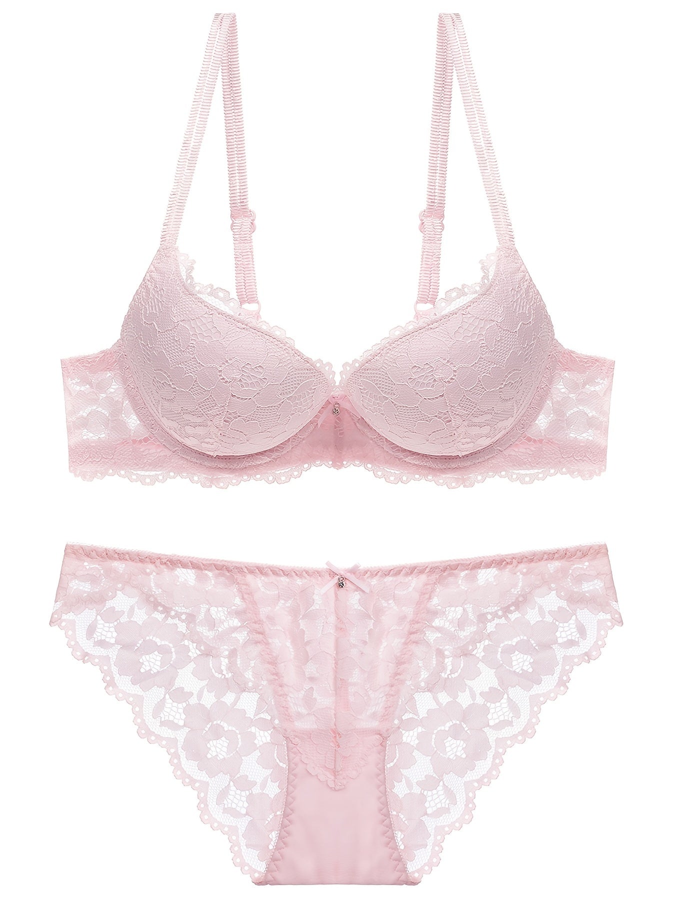 Romantic Lace Embroidery Lingerie Set - Soft & Breathable Push-Up Bra with Sheer Panty - Perfect Seductive Valentines Gift for Her - Womens Comfortable Intimate Wear - Lena & Miles Exquisite Boutique LLC.