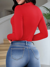 Long Sleeve Mock Neck Bodysuits For Women With Cutout Front Top - Lena & Miles Exquisite Boutique LLC.