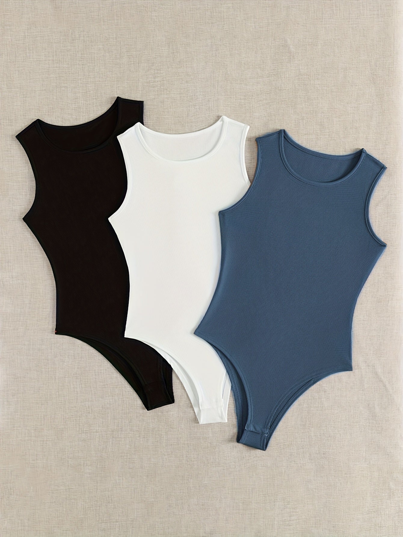 3-Pack Versatile Sleeveless Bodysuits for Women - Form-Fitting Crew Neck Design, Everyday Comfort & Style in a Bodycon Fit - Lena & Miles Exquisite Boutique LLC.