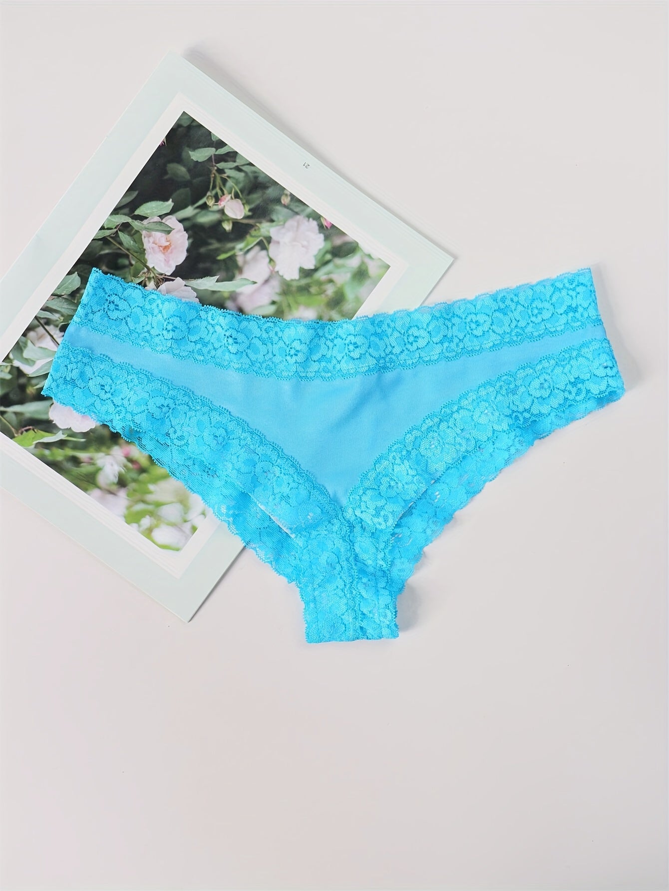 Adorable Heart Print Hipster Panties with Festive Lace Trim - Low Waist, Soft & Comfortable Intimates for Women - Perfect Kings Day Lingerie - Lena & Miles Exquisite Boutique LLC.
