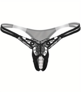 Sexy Butterfly Embroidery Thongs - Sheer Mesh Panties With Open Crotch For Women&