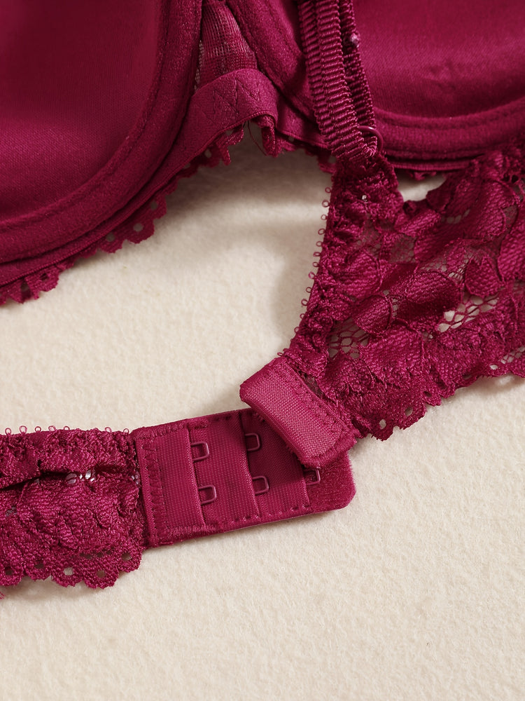 Romantic Lace Embroidery Lingerie Set - Soft & Breathable Push-Up Bra with Sheer Panty - Perfect Seductive Valentines Gift for Her - Womens Comfortable Intimate Wear - Lena & Miles Exquisite Boutique LLC.