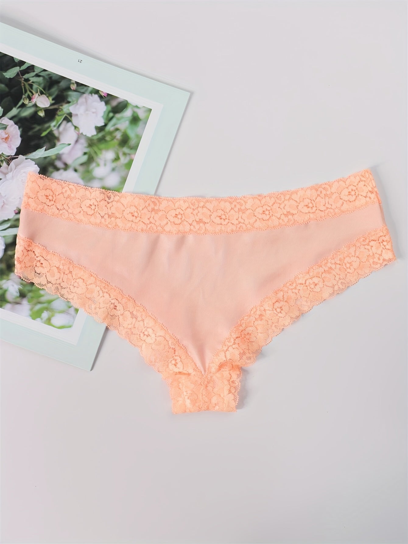 Adorable Heart Print Hipster Panties with Festive Lace Trim - Low Waist, Soft & Comfortable Intimates for Women - Perfect Kings Day Lingerie - Lena & Miles Exquisite Boutique LLC.