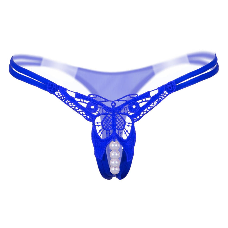 Sexy Butterfly Embroidery Thongs - Sheer Mesh Panties With Open Crotch For Women&