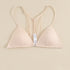 Triangle Cups Front Buckle Bras, Lace Stitching Beauty Back Bra With Removable Pads, Women&