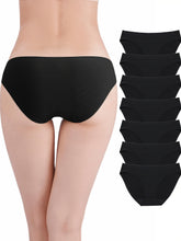 7pcs Mixed Color Bikini Panties, Breathable & Soft Elastic Panties, Women&