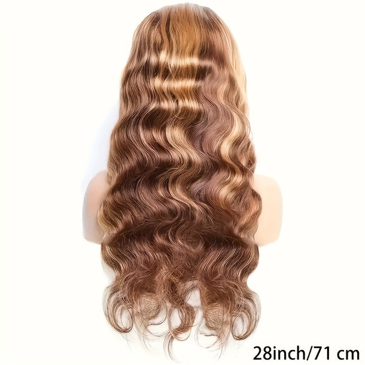 Honey Blonde Lace Front Wig Human Hair 13x4 HD Transparent 4/27 Highlight Ombre Lace Front Wigs Human Hair Pre Plucked With Baby Hair 180% Density Body Wave Glueless Human Hair Wigs For Women - Lena & Miles Exquisite Boutique LLC.