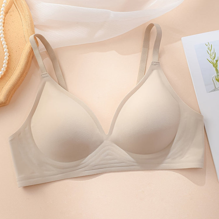 Simple Solid Wireless Bra, Comfy & Breathable Stretch Intimates Bra, Women&