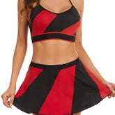 Sporty Halter Bra & Mini Skirt Lingerie Set - Colorblock, Women&