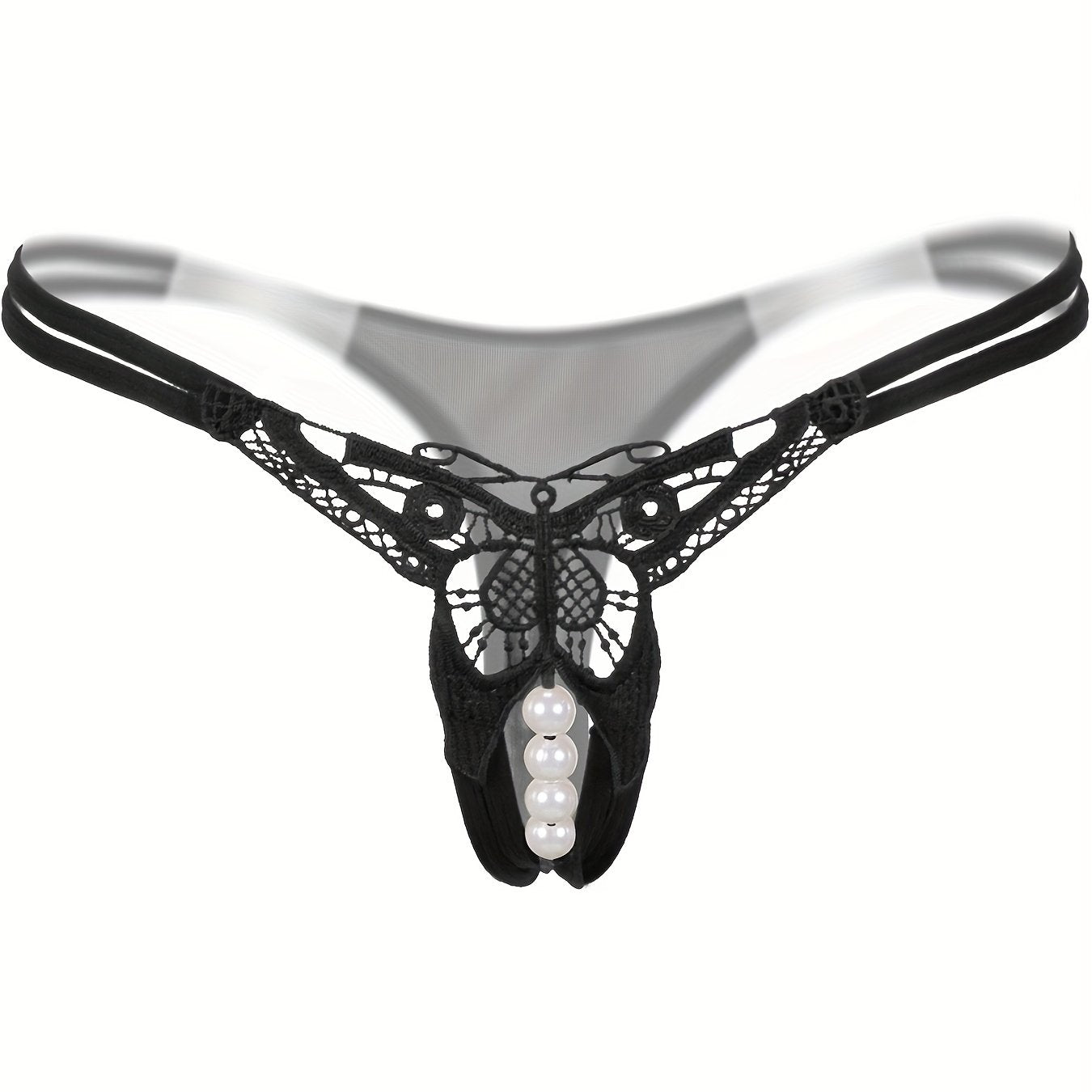 Sexy Butterfly Embroidery Thongs - Sheer Mesh Panties With Open Crotch For Women&