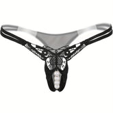 Sexy Butterfly Embroidery Thongs - Sheer Mesh Panties With Open Crotch For Women&