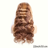 Honey Blonde Lace Front Wig Human Hair 13x4 HD Transparent 4/27 Highlight Ombre Lace Front Wigs Human Hair Pre Plucked With Baby Hair 180% Density Body Wave Glueless Human Hair Wigs For Women - Lena & Miles Exquisite Boutique LLC.