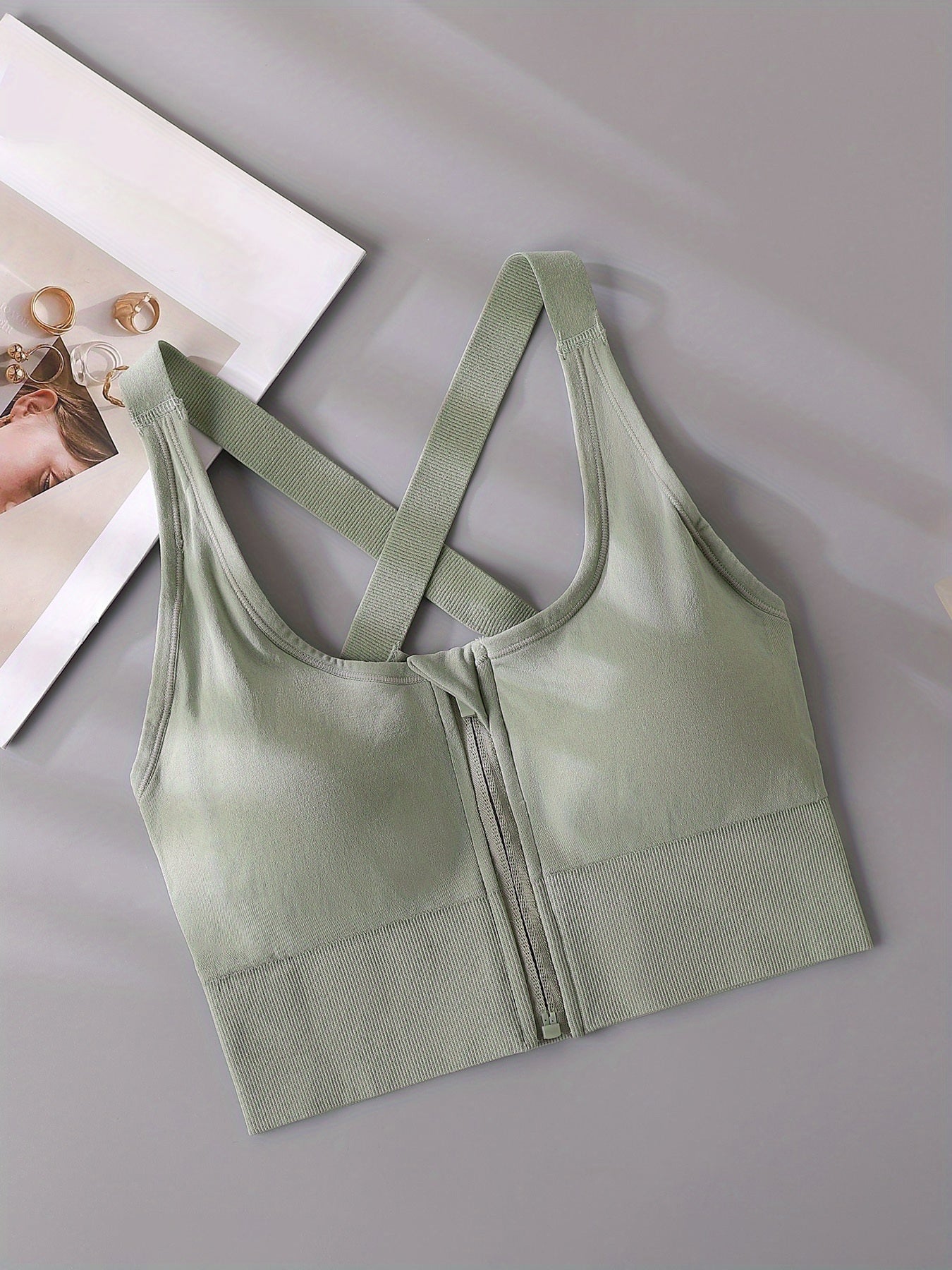 3pcs High-Support Criss Cross Back Sports Bras - Breathable, Shockproof, Removable Padding, Mid-Elasticity, Zipper Front Closure - Womens Fitness Lingerie & Underwear for High-Impact Activities - Lena & Miles Exquisite Boutique LLC.