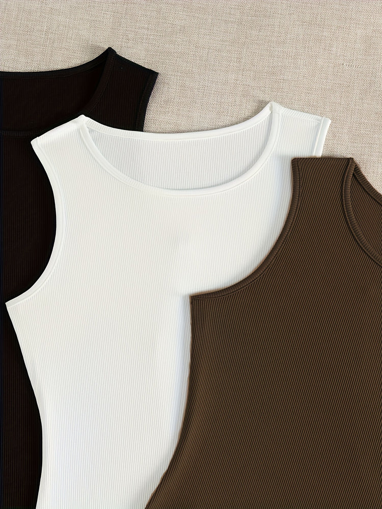 3-Pack Versatile Sleeveless Bodysuits for Women - Form-Fitting Crew Neck Design, Everyday Comfort & Style in a Bodycon Fit - Lena & Miles Exquisite Boutique LLC.