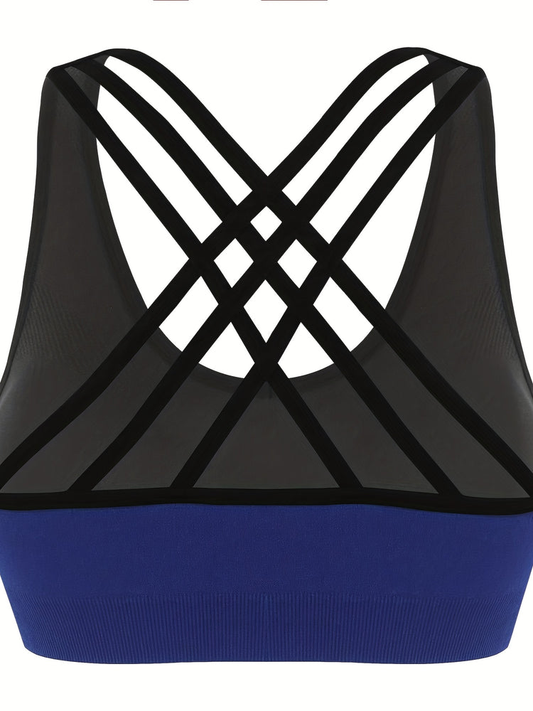 3pcs Criss Cross Back Sports Bras, Comfy & Breathable versatile Fitness Tank Bra, Women&